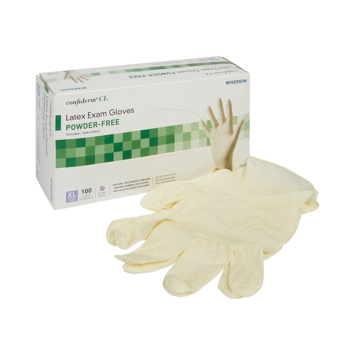 Exam Glove McKesson Confiderm® X-Large NonSterile Latex Standard Cuff Length Textured Fingertips Ivory Not Rated - BeHope