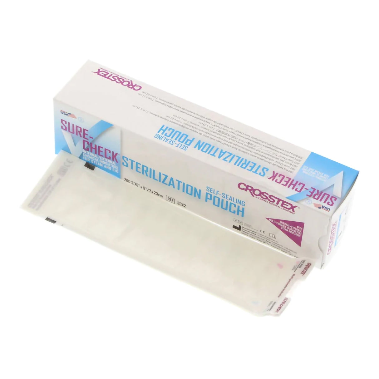 Sterilization Pouch Sure-Check® Ethylene Oxide (EO) Gas / Steam 2-3/4 X 9 Inch Transparent Self Seal Film - BeHope