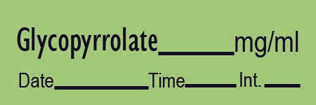 Drug Label Timemed Anesthesia Label Tape Glycopyrrolate mg/mL Date_Time_Int_ Green 1/2 X 1-1/2 Inch - BeHope