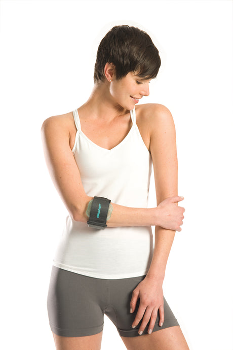 Pneumatic Tennis Elbow Support Aircast® One Size Fits Most Hook and Loop Closure Armband Style Left or Right Arm 8 to 14 Inch Forearm Circumference Black - BeHope