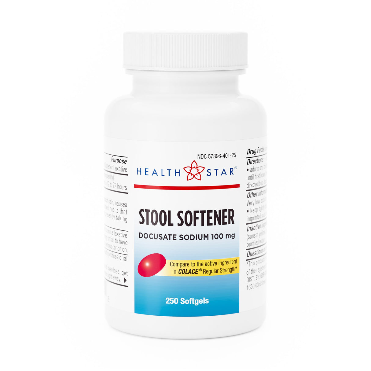Stool Softener McKesson Brand Softgel 250 per Bottle 100 mg Strength Docusate Sodium - BeHope