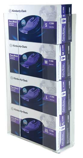 Glove Box Holder Horizontal Mounted 4-Box Capacity Clear 3-1/2 X 11 X 19-1/4 Inch Acrylic - BeHope