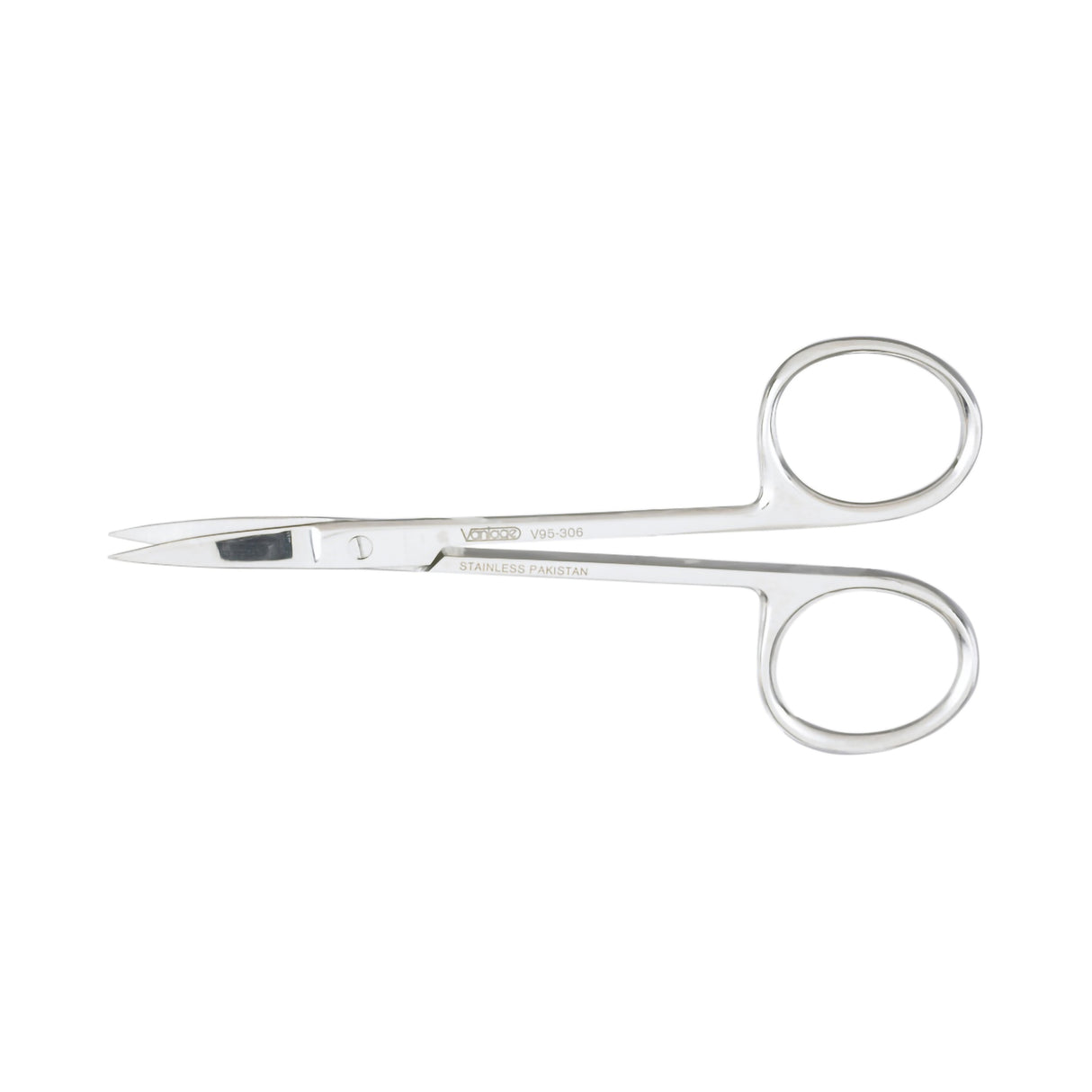 Iris Scissors Vantage® 4-1/8 Inch Length Floor / Office Grade Pakistani Stainless Steel NonSterile Finger Ring Handle Curved Sharp Tip / Sharp Tip - BeHope