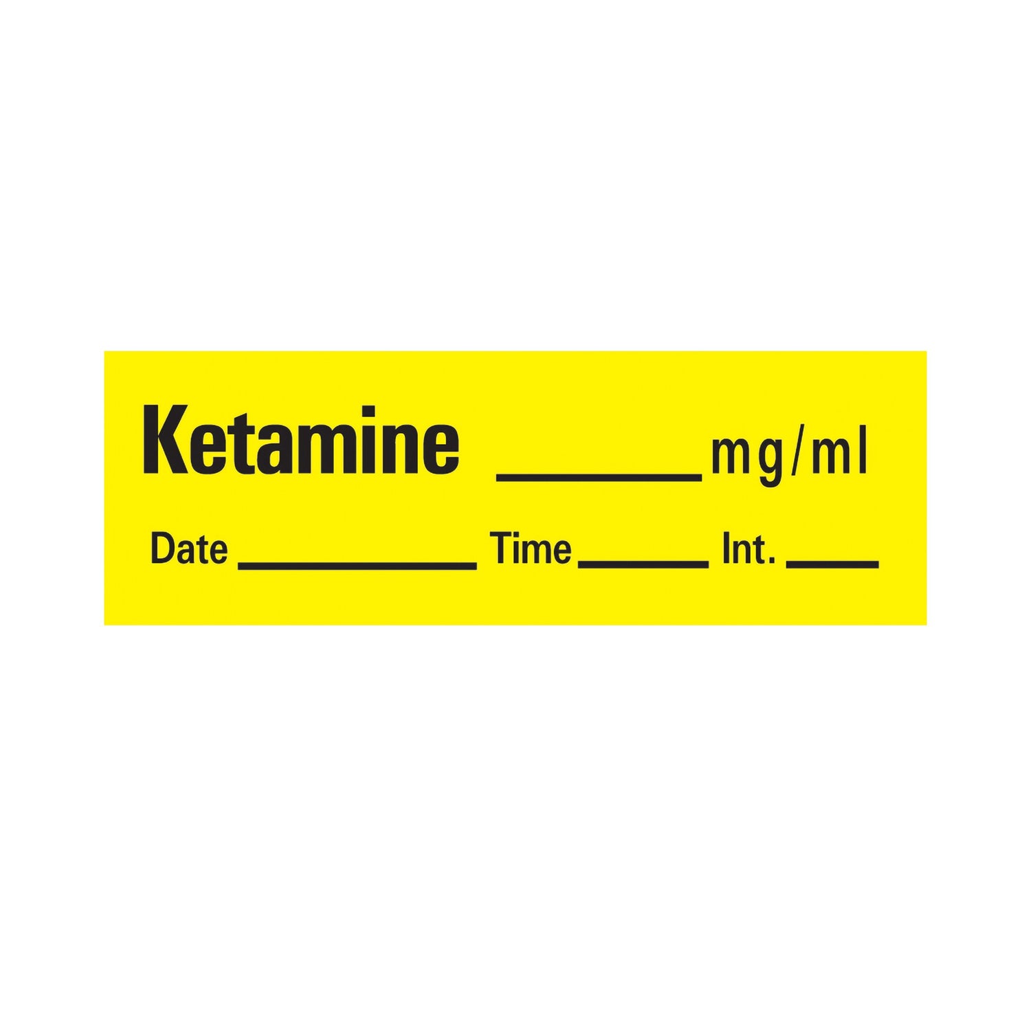 Drug Label Timemed Anesthesia Label Tape Ketamine_mg/mL Date_Time_Int Yellow 1/2 X 1-1/2 Inch - BeHope