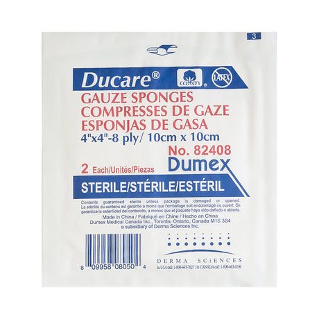 Gauze Sponge Ducare 4 X 4 Inch 8-Ply Sterile 2 per Pack - BeHope