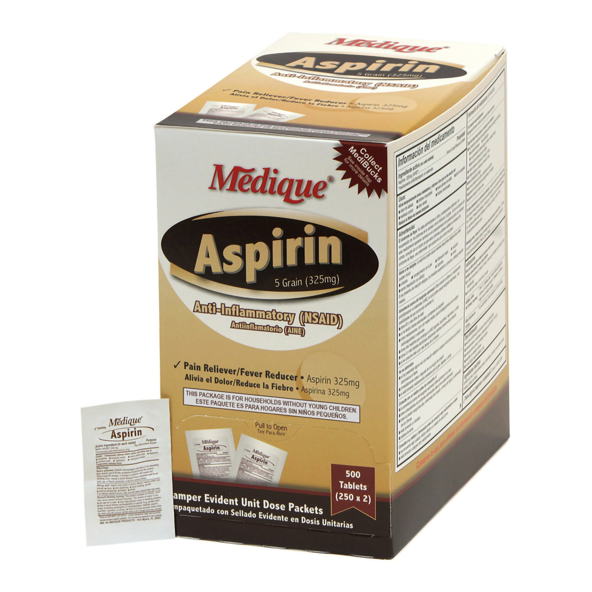 Pain Relief Medique® 325 mg Strength Aspirin Tablet 250 per Box - BeHope