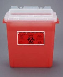 Sharps Container Bemis™ Sentinel Translucent Red Base 15 H X 13-7/8 L X 6-7/8 W Inch Horizontal Entry 3 Gallon - BeHope