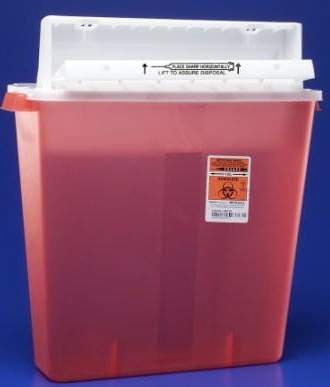 Sharps Container SharpStar™ In-Room™ Translucent Red Base 18-1/2 H X 16-1/2 W X 6 D Inch Horizontal Entry 4 Gallon - BeHope