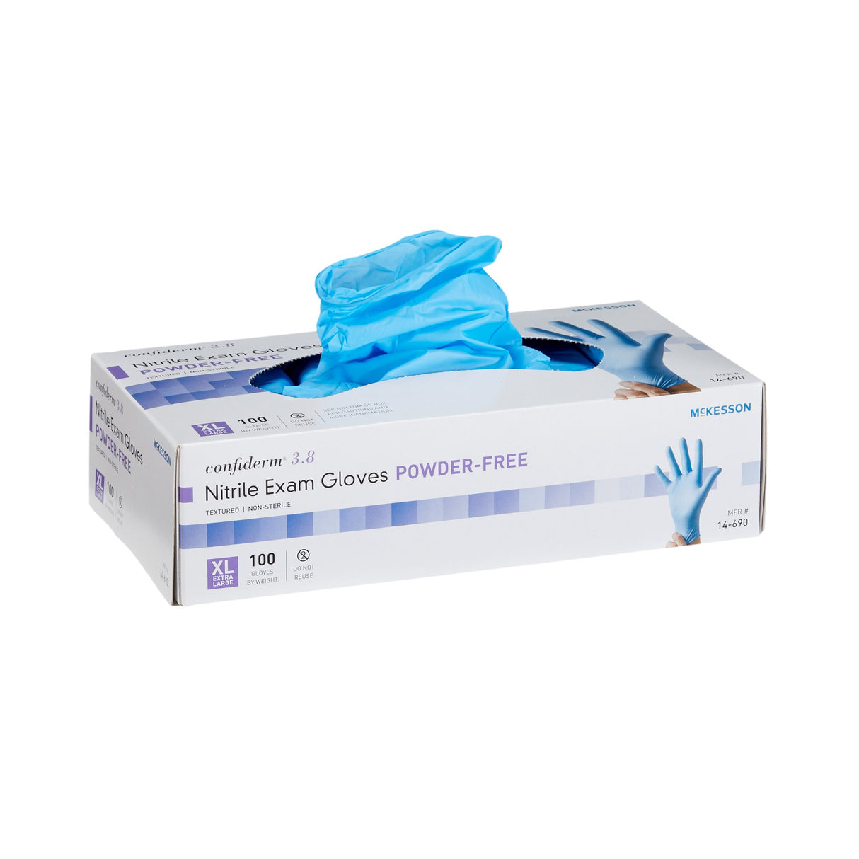 Exam Glove McKesson Confiderm® 3.8 X-Large NonSterile Nitrile Standard Cuff Length Textured Fingertips Blue Not Rated - BeHope