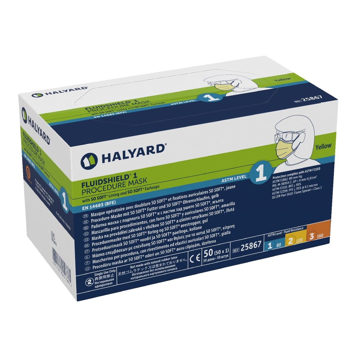 Procedure Mask FluidShield ASTM Level 1 Earloops One Size Fits Most - BeHope