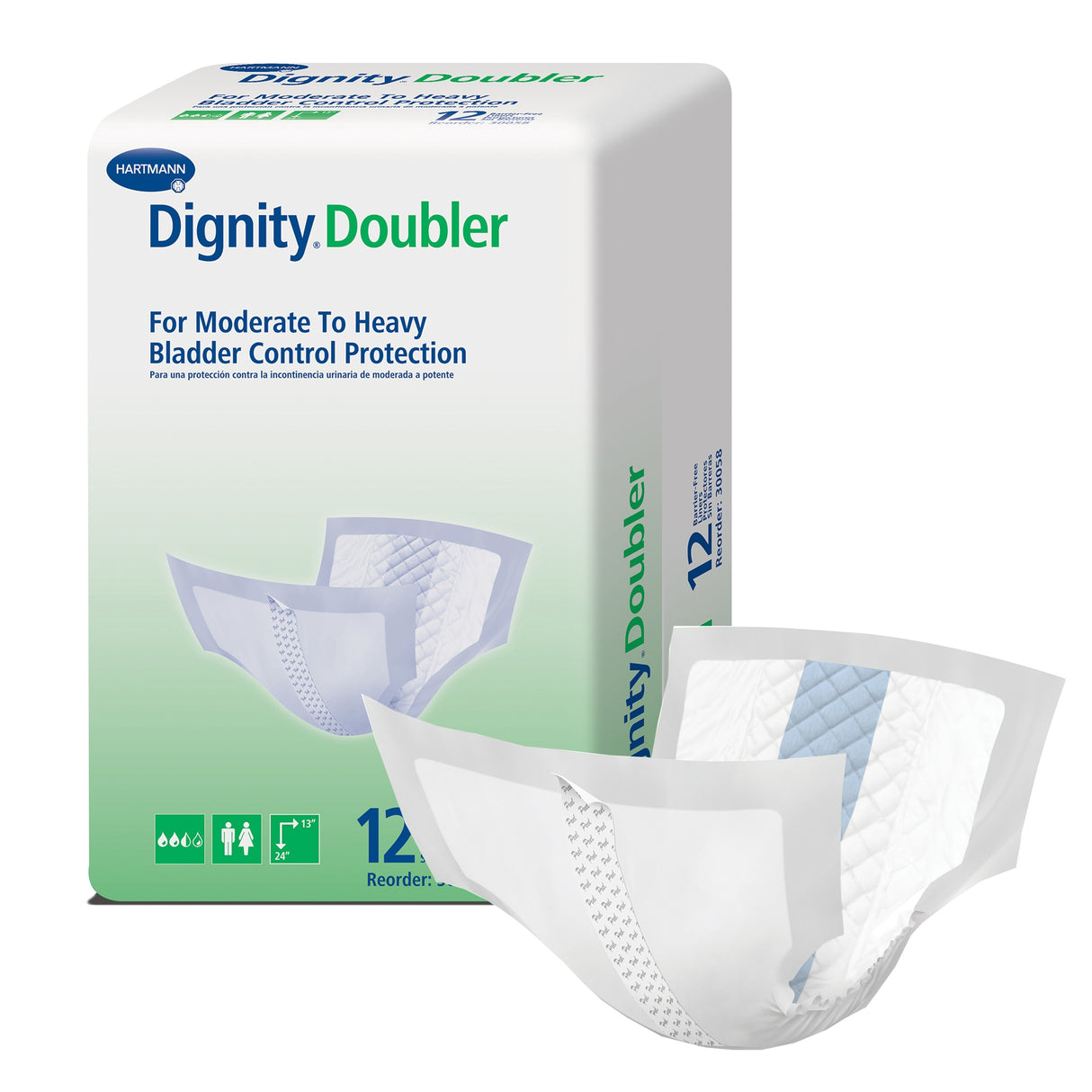 Bladder Control Pad Dignity® Doubler 13 X 24 Inch Moderate Absorbency Polymer Core One Size Fits Most - BeHope