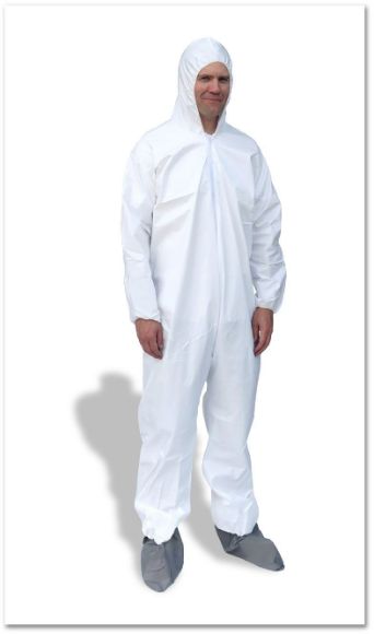 Cleanroom Coverall With Hood And Boot Covers Suntech Small White Disposable Nonsterile - Behope