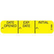 Pre-Printed / Write On Label Pharmex® Auxiliary Label Yellow Paper Date opened_Exp Date_ Int_ Black Quality Control Label 3/8 X 1-9/16 Inch - BeHope