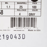 Trash Bag McKesson 45 gal. Gray LLDPE 1.1 mil 38 X 58 Inch Star Seal Bottom Coreless Roll