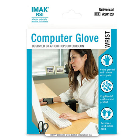 Computer Gloves IMAK RSI Low Profile Cotton / Elastic Left or Right Wrist Black / Gray One Size Fits Most - BeHope