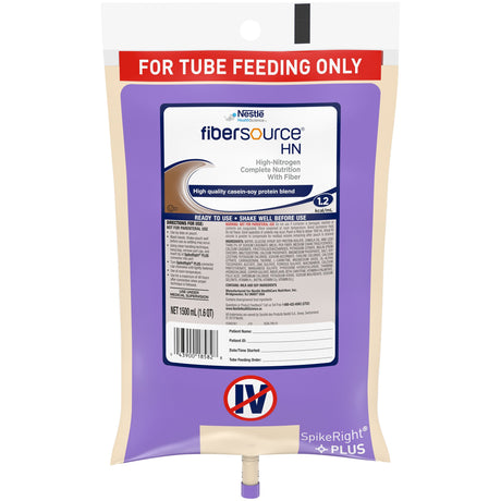 Tube Feeding Formula Fibersource® HN Unflavored Liquid 1500 mL Ready to Hang Prefilled Container - BeHope