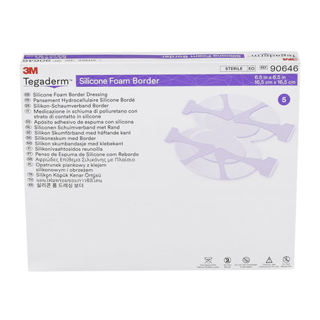 Foam Dressing 3M Tegaderm 6-1/2 X 6-1/2 Inch With Border Film Backing Silicone Adhesive Heel / Contour Sterile