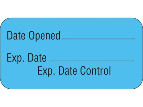 Pre-Printed / Write On Label Auxiliary Label Blue Date Opened _____ / Exp. Date _____ / Expiration Date Control Black Quality Control Label 3/4 X 1-1/2 Inch - BeHope