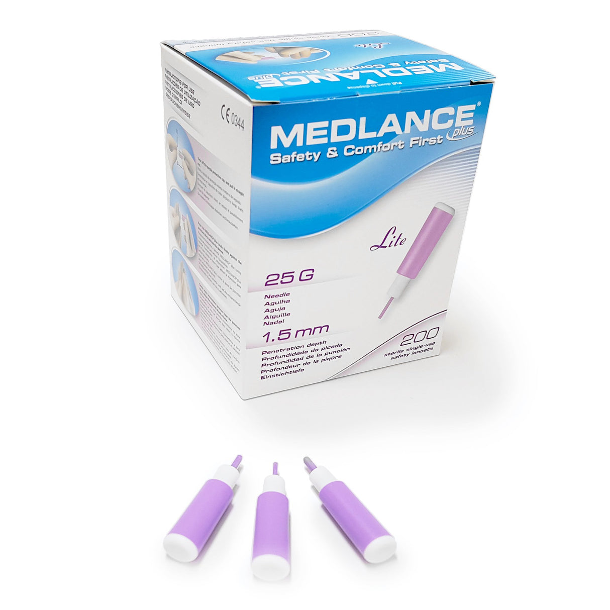 Safety Lancet Medlance® 25 Gauge Safety Puncture Control Push Button Activation Finger - BeHope