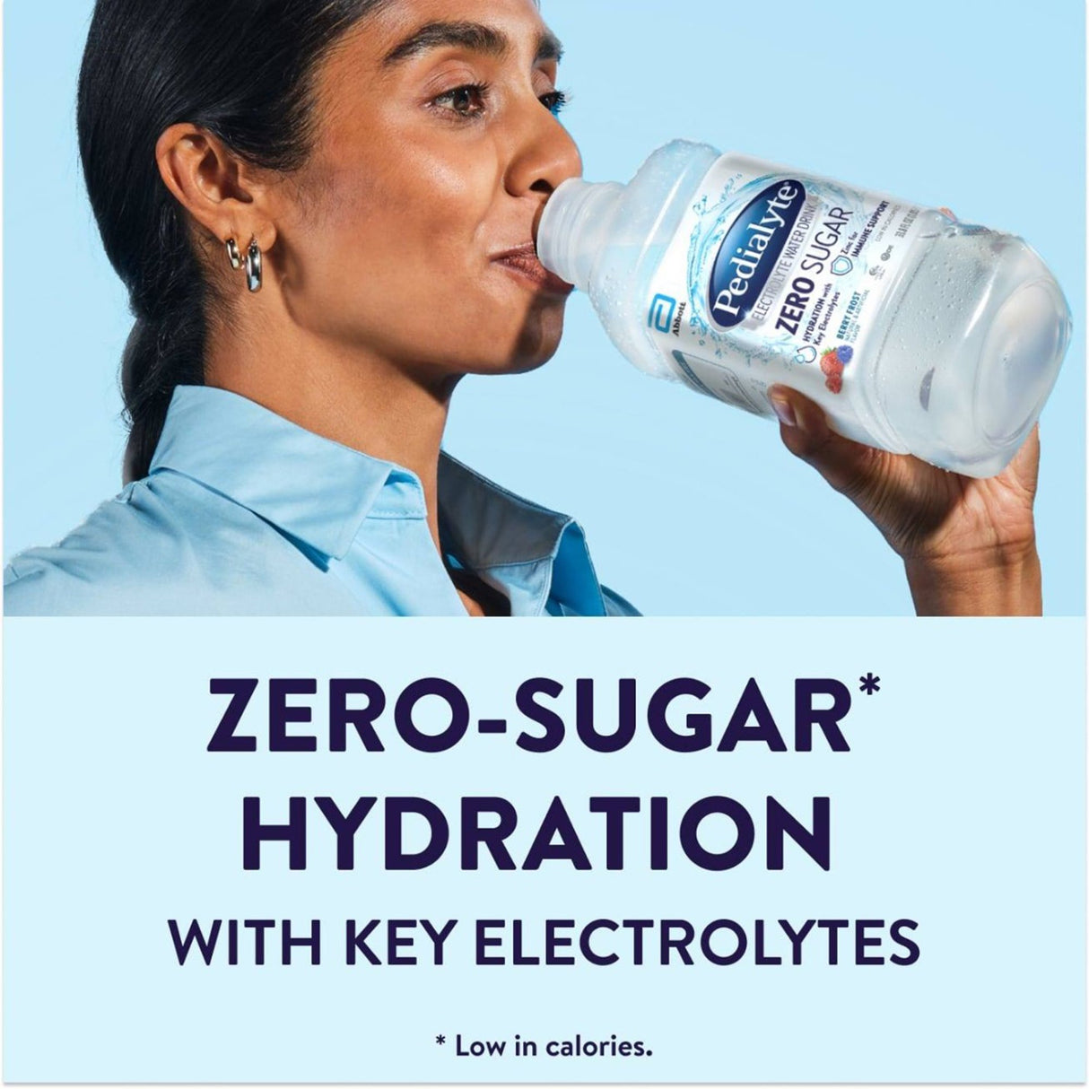 Oral Electrolyte Solution Pedialyte Zero Sugar Berry Frost Flavor 33.8 oz. Electrolyte
