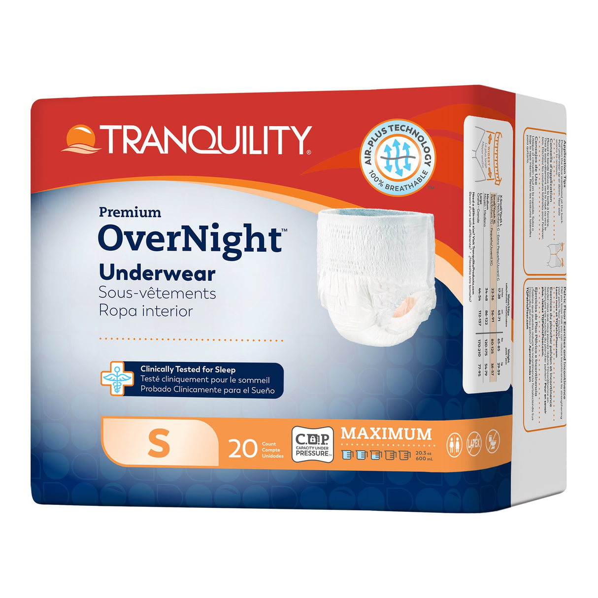 Unisex Adult Absorbent Underwear Tranquility® Premium OverNight™ Pull On with Tear Away Seams Small Disposable Heavy Absorbency - BeHope