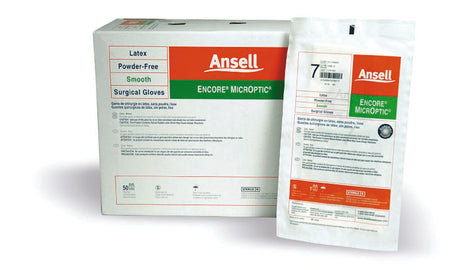 Surgical Glove ENCORE® Latex Micro Size 8.5 Sterile Latex Standard Cuff Length Micro-Textured Brown Chemo Tested - BeHope
