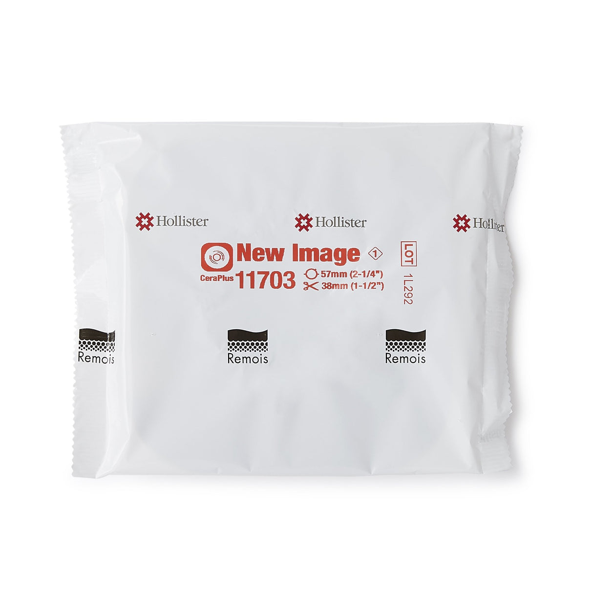 Ostomy Barrier New Image™ CeraPlus™ Trim to Fit, Extended Wear Adhesive Tape Borders 57 mm Flange Red Code System Up to 1-1/2 Inch Opening - BeHope