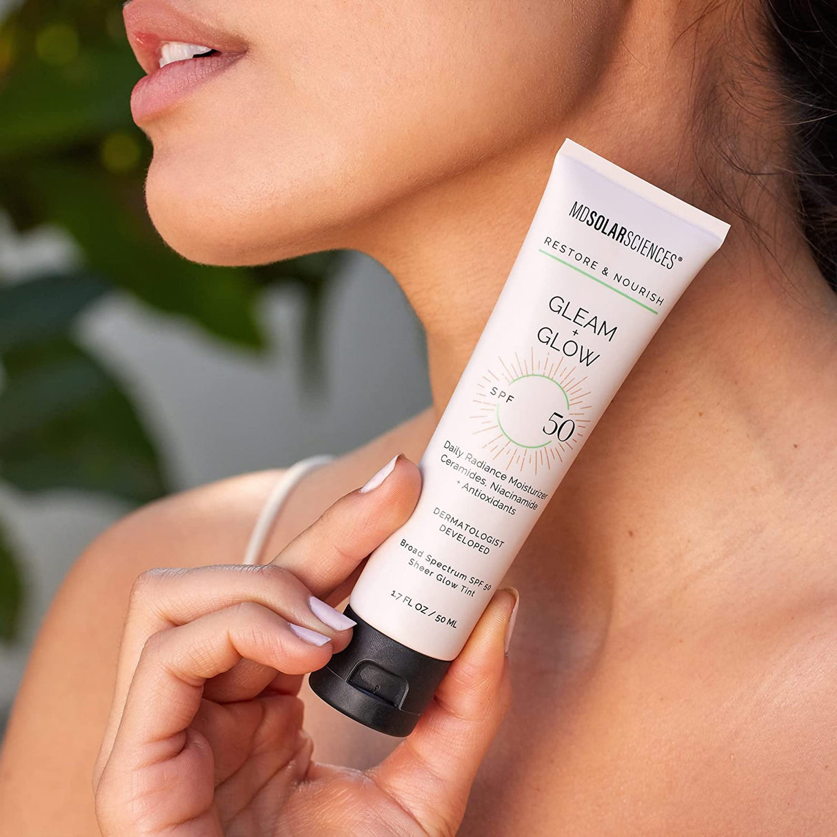 Facial Moisturizer with Sunscreen MDSolarsciences Gleam + Glow SPF50 1.7 oz. Tube Scented Cream