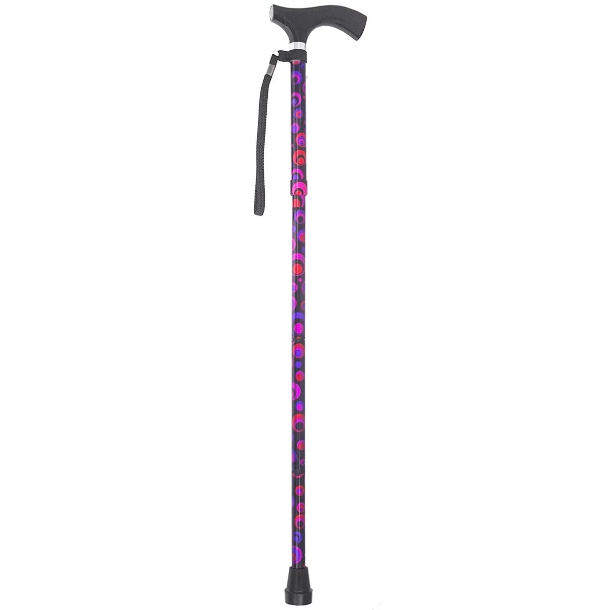 Folding Cane Switch Sticks® Aluminum 32 to 37 Inch Height Circle Print - BeHope