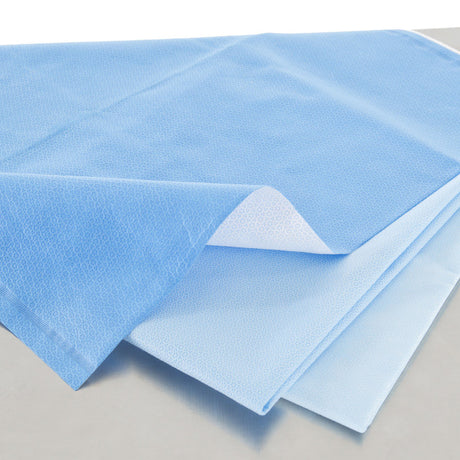 QUICK CHECK* H100 Sterilization Wrap White / Blue 18 X 18 Inch Dual Layer SMS Polypropylene Steam / EO Gas / Hydrogen Peroxide - BeHope
