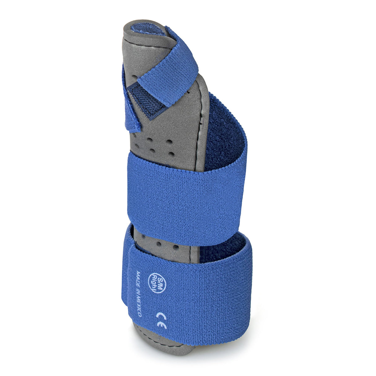 Wrist Brace with Thumb Spica McKesson Thumb Spica Nylon / Cotton-Terry / Foam / Elastic / Spandex Right Hand Blue / Gray Small / Medium - BeHope
