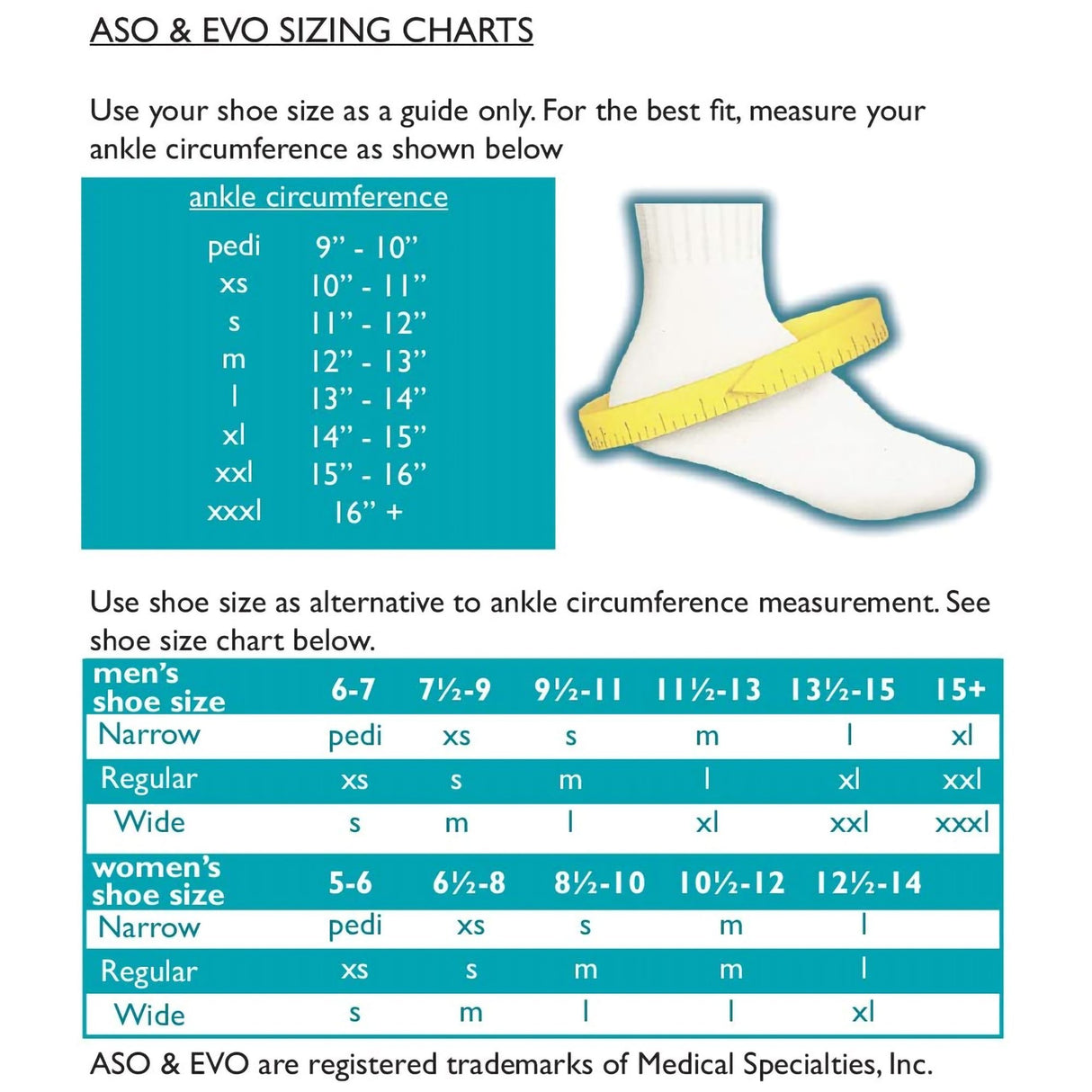 Ankle Support ASO® Large Lace-Up / Hook and Loop Strap Closure Foot - BeHope