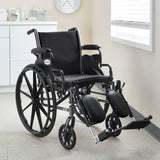 Wheelchair McKesson Dual Axle Desk Length Arm Swing-Away Footrest Black Upholstery 20 Inch Seat Width Adult 350 lbs. Weight Capacity - BeHope
