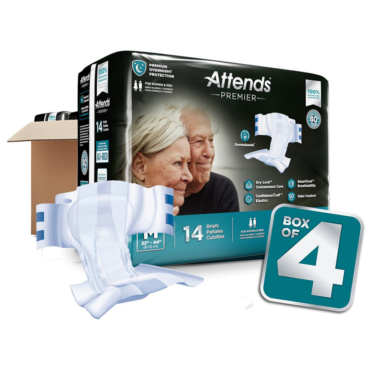 Unisex Adult Incontinence Brief Attends® Premier Medium Disposable Heavy Absorbency - BeHope