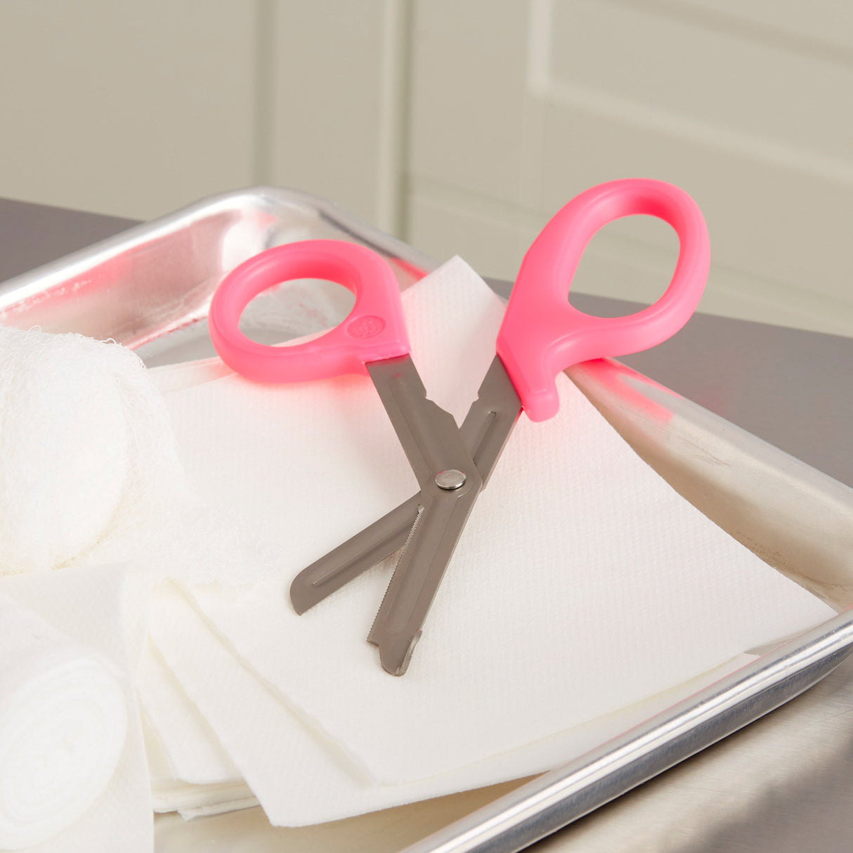 Trauma Shears McKesson Medicut™ Pink 7-1/4 Inch Length Medical Grade Stainless Steel NonSterile Finger Ring Handle Blunt Tip / Blunt Tip
