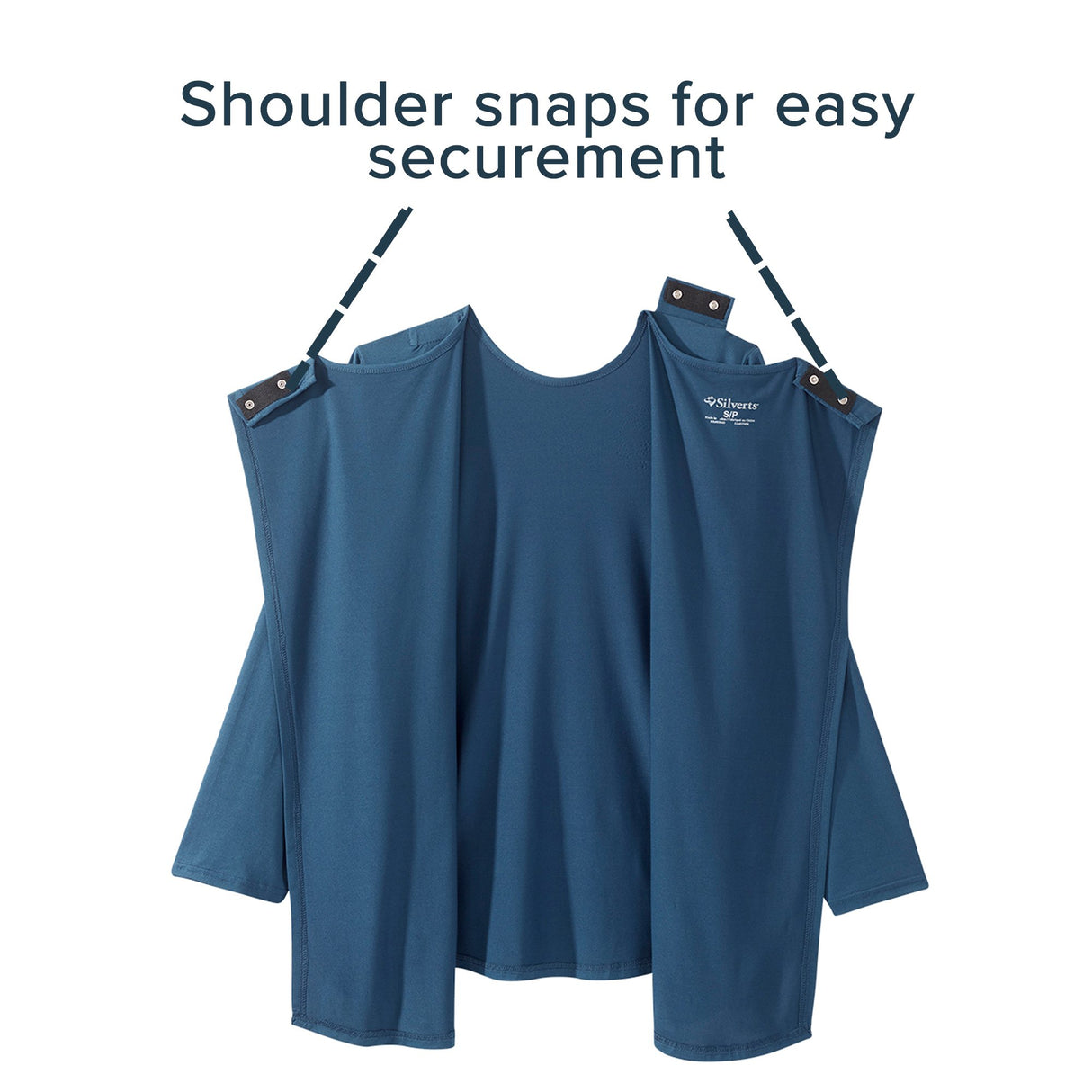 Adaptive Shirt Silverts® Large Navy Blue Without Pockets Long Sleeve Female - BeHope