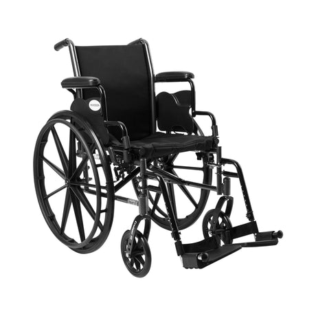 Lightweight Wheelchair McKesson Dual Axle Desk Length Arm Swing-Away Footrest Black Upholstery 16 Inch Seat Width Adult 300 lbs. Weight Capacity - BeHope