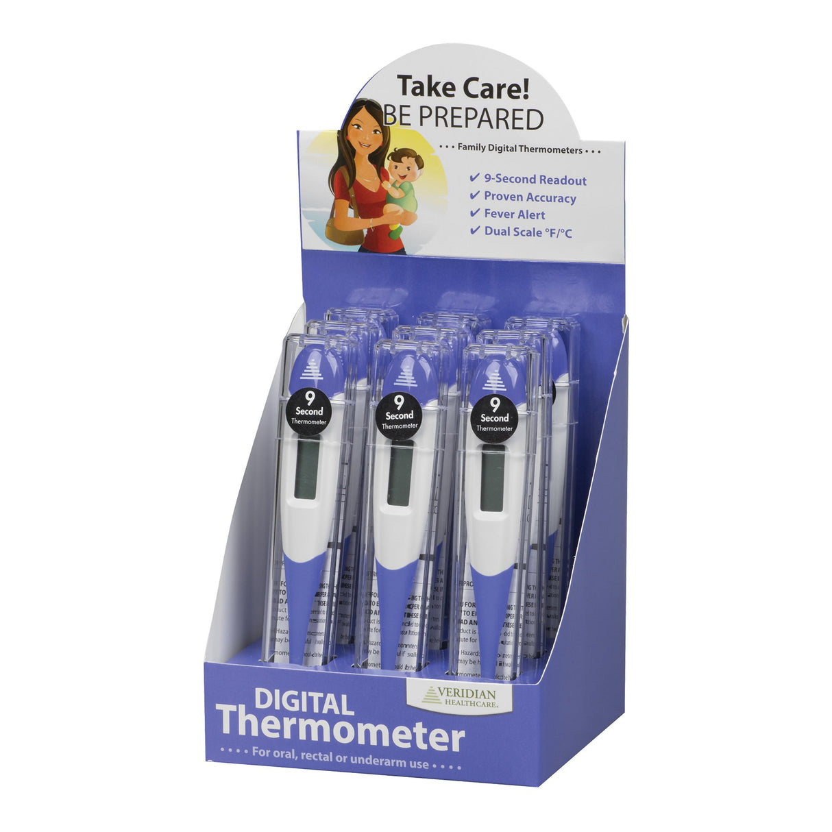 Digital Stick Thermometer Veridian Oral / Rectal / Axillary Probe Handheld - BeHope