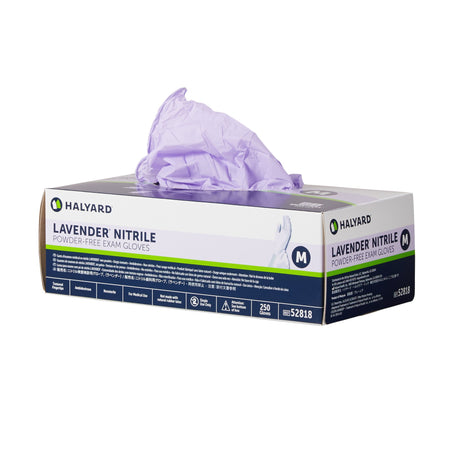 Exam Glove Halyard™ Lavender™ Medium NonSterile Nitrile Standard Cuff Length Textured Fingertips Lavender Not Rated - BeHope