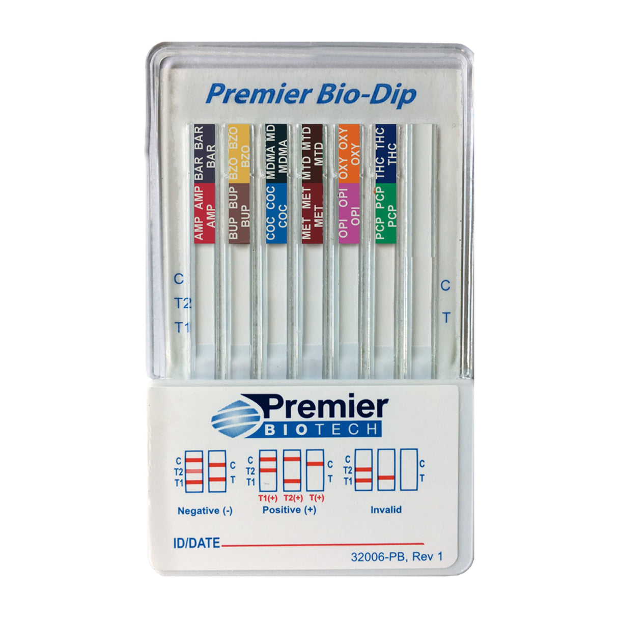 Drugs of Abuse Test Kit Premier Bio-Dip AMP, BAR, BUP, BZO, COC, mAMP/MET, MDMA, MTD, OPI, OXY, PCP, THC 50 25 Tests CLIA Waived - BeHope