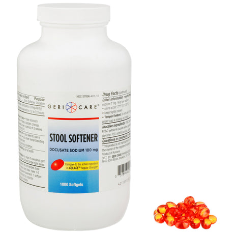 Stool Softener Geri-Care® Softgel 1,000 per Bottle 100 mg Strength Docusate Sodium - BeHope