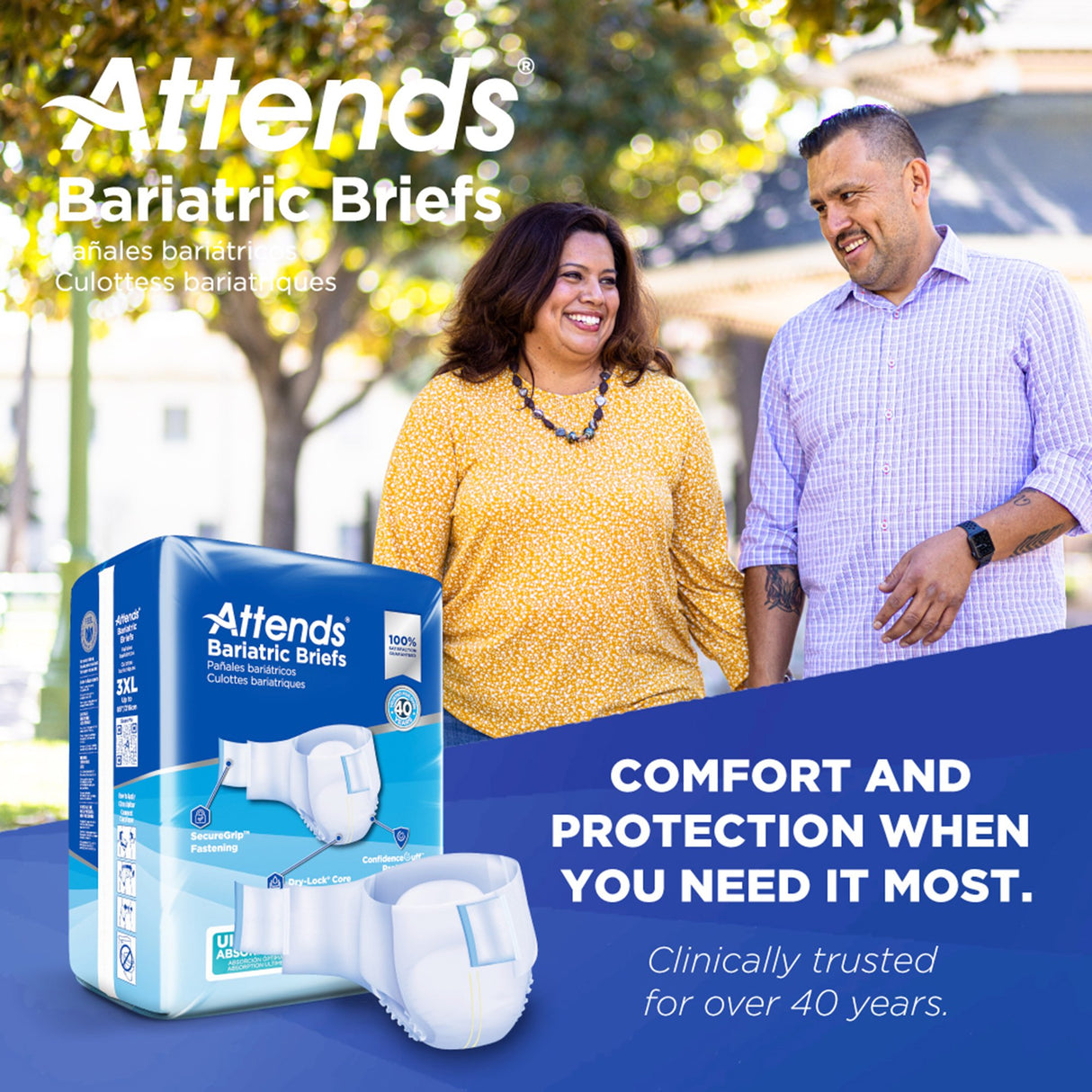 Unisex Adult Incontinence Brief Attends® Bariatric 3X-Large Disposable Heavy Absorbency - BeHope