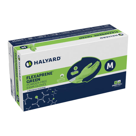 Exam Glove FLEXAPRENE* GREEN Medium NonSterile Chloroprene Standard Cuff Length Textured Fingertips Green Not Rated - BeHope