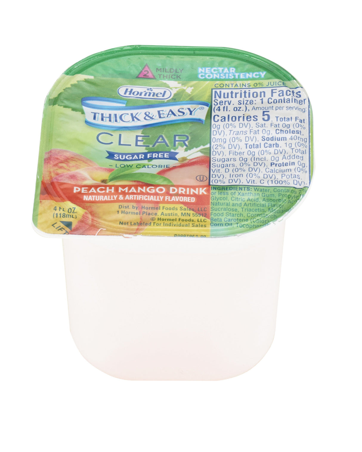 Thickened Beverage Thick & Easy® Clear 4 oz. Portion Cup Peach Mango Flavor Liquid IDDSI Level 2 Mildly Thick - BeHope