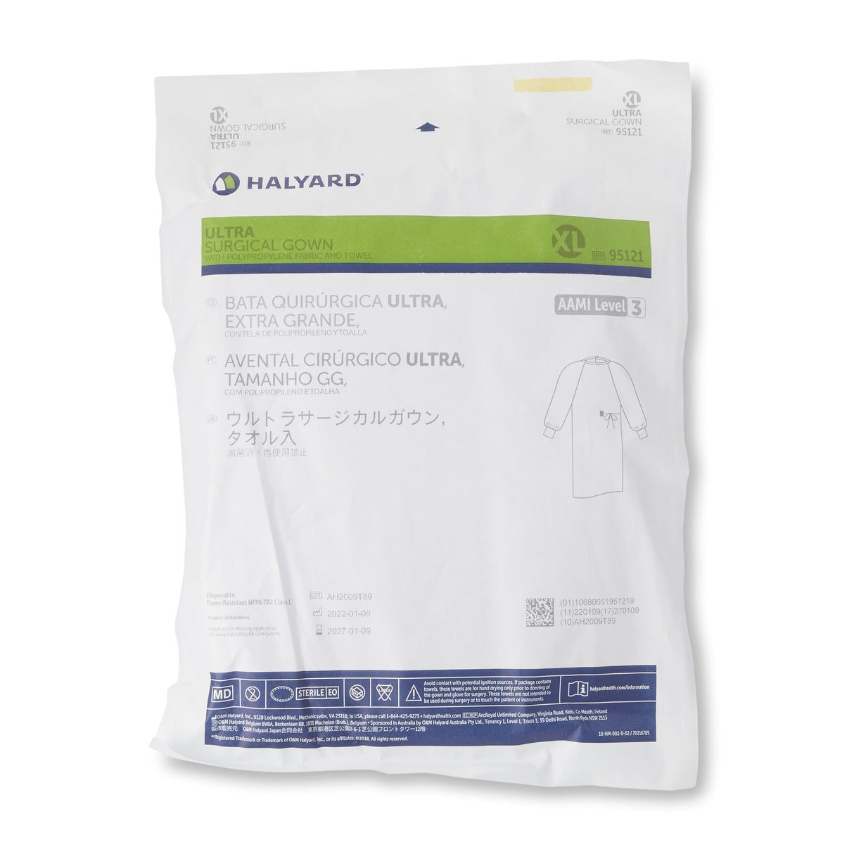 Non-Reinforced Surgical Gown with Towel ULTRA X-Large Blue Sterile AAMI Level 3 Disposable - BeHope