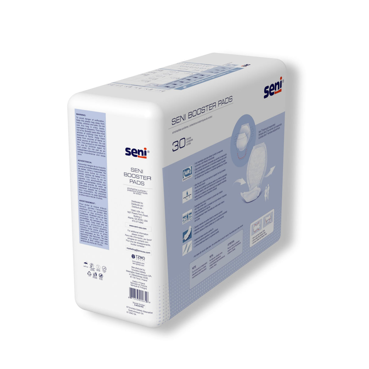 Booster Pad Seni® 25 Inch Length Moderate Absorbency Super Absorbent Core One Size Fits Most - BeHope