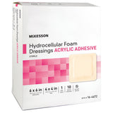 Foam Dressing McKesson 6 X 6 Inch With Border Film Backing Acrylic Adhesive Square Sterile - BeHope