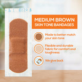 Waterproof Adhesive Strip Tru-Colour® Fabric Brown 1 X 3 Inch Sterile - BeHope