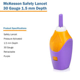 Safety Lancet McKesson 30 Gauge Retractable Pressure Activated Finger - BeHope