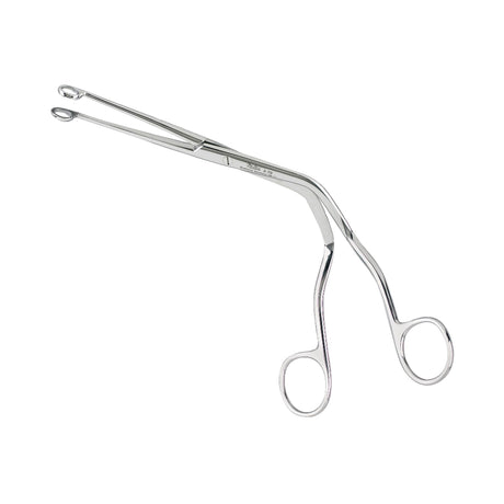 Catheter Forceps Miltex® Magill 9 Inch Length OR / Surgical Grade German Stainless Steel NonSterile NonLocking Finger Ring Handle Angled Fenestrated Serrated Oval Tips - BeHope